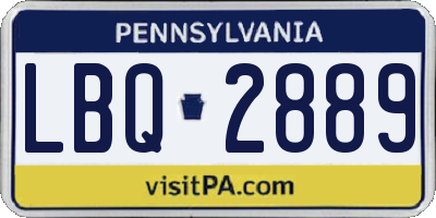 PA license plate LBQ2889