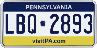 PA license plate LBQ2893