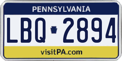 PA license plate LBQ2894