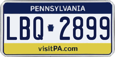 PA license plate LBQ2899