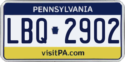 PA license plate LBQ2902