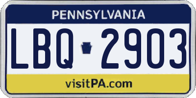 PA license plate LBQ2903