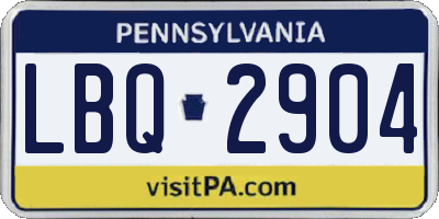 PA license plate LBQ2904