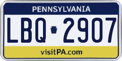 PA license plate LBQ2907