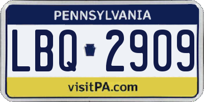 PA license plate LBQ2909