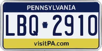 PA license plate LBQ2910