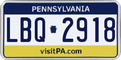 PA license plate LBQ2918