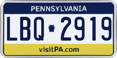 PA license plate LBQ2919