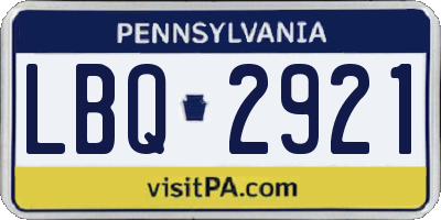 PA license plate LBQ2921