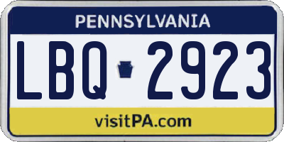 PA license plate LBQ2923