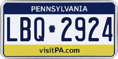 PA license plate LBQ2924