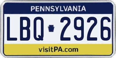 PA license plate LBQ2926