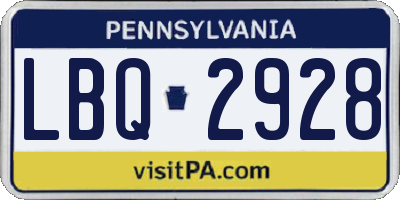 PA license plate LBQ2928