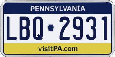 PA license plate LBQ2931