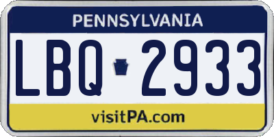 PA license plate LBQ2933
