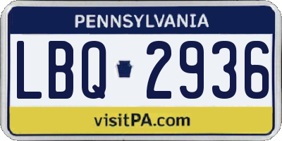 PA license plate LBQ2936