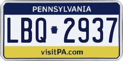 PA license plate LBQ2937