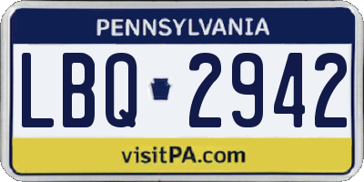 PA license plate LBQ2942