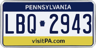 PA license plate LBQ2943