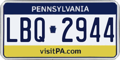 PA license plate LBQ2944