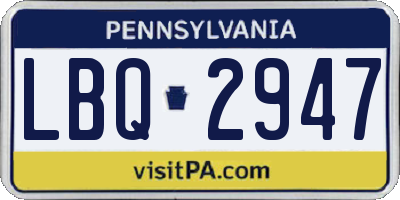 PA license plate LBQ2947