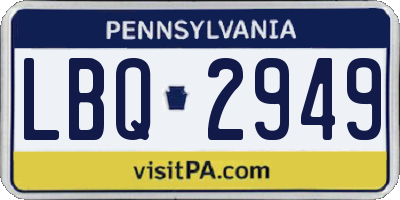PA license plate LBQ2949