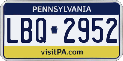 PA license plate LBQ2952