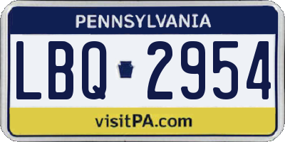 PA license plate LBQ2954