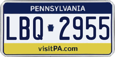 PA license plate LBQ2955
