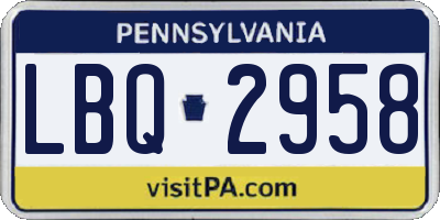 PA license plate LBQ2958