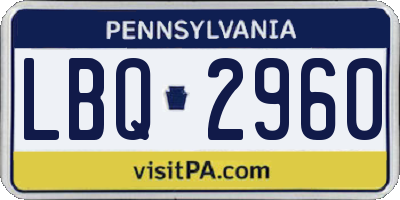 PA license plate LBQ2960