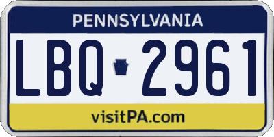 PA license plate LBQ2961