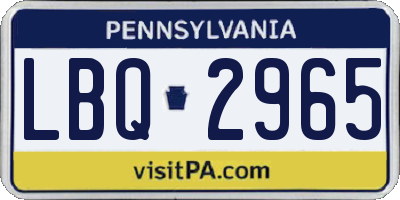 PA license plate LBQ2965