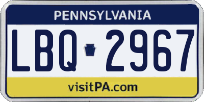 PA license plate LBQ2967