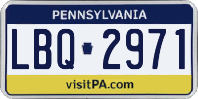 PA license plate LBQ2971