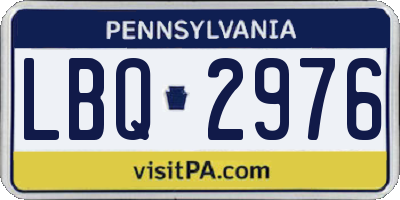 PA license plate LBQ2976