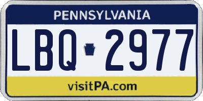 PA license plate LBQ2977
