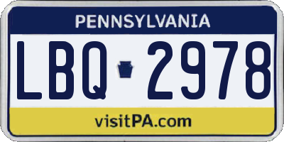 PA license plate LBQ2978
