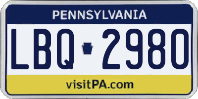 PA license plate LBQ2980