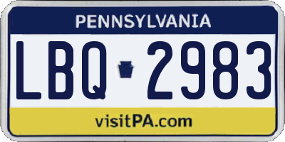 PA license plate LBQ2983