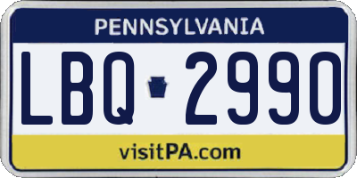 PA license plate LBQ2990