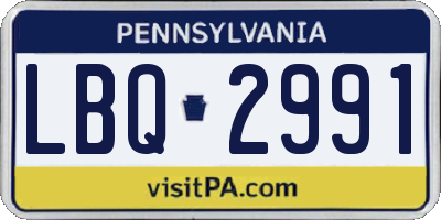 PA license plate LBQ2991