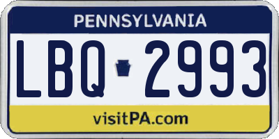 PA license plate LBQ2993