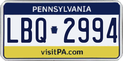 PA license plate LBQ2994