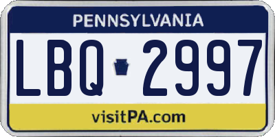 PA license plate LBQ2997