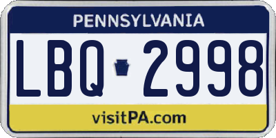 PA license plate LBQ2998
