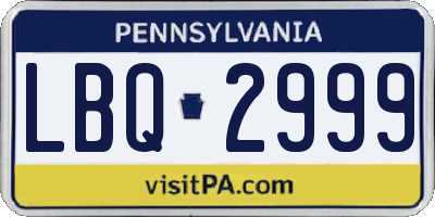 PA license plate LBQ2999