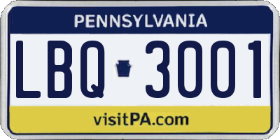 PA license plate LBQ3001