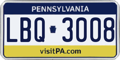 PA license plate LBQ3008