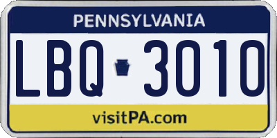 PA license plate LBQ3010